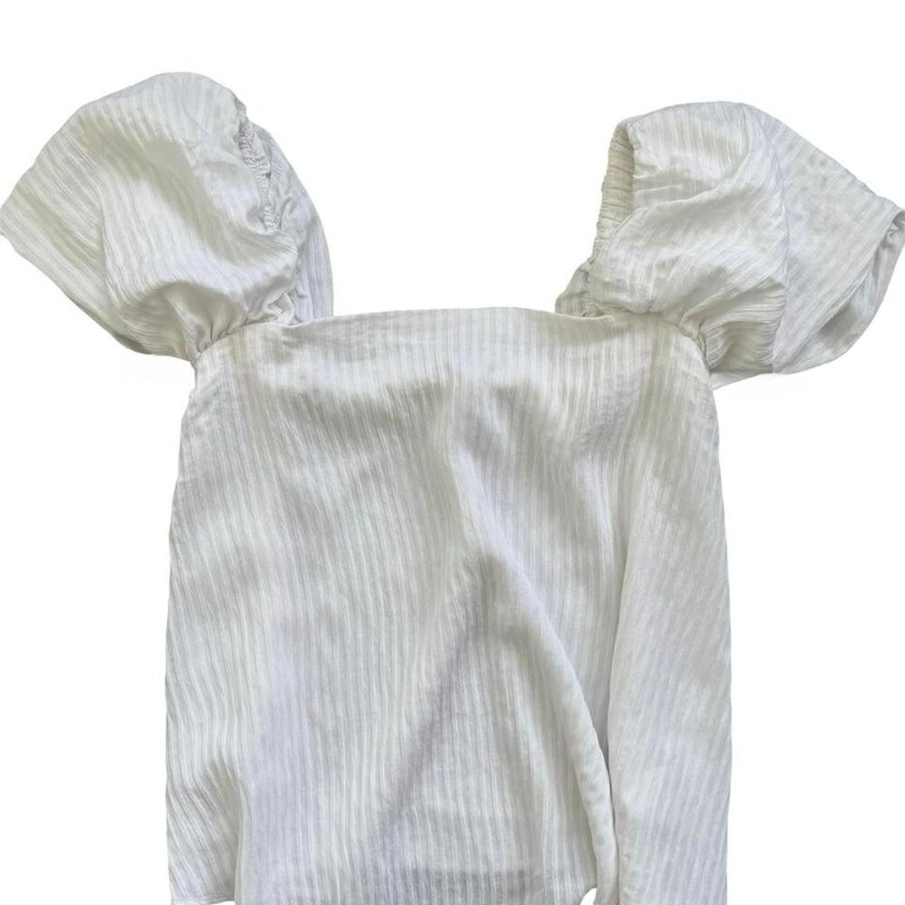 Club Monaco White Puff Sleeve off the shoulder spring summer top - M
